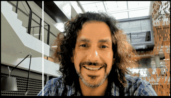 Microsoft Applied Sciences chief Steven Bathiche demonstrates gaze-correcting technology