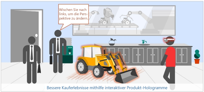 Zwei Männer betrachten mit einer HoloLens ein Hologramm