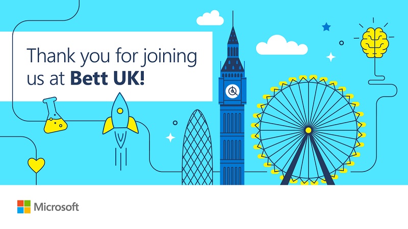 Logo der Veranstaltung Bett 2020 mit Zeichnungen verschiederer Sehenswürdigkeiten londons auf hellblauem Grund