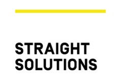 A straight solutions sign with a yellow line