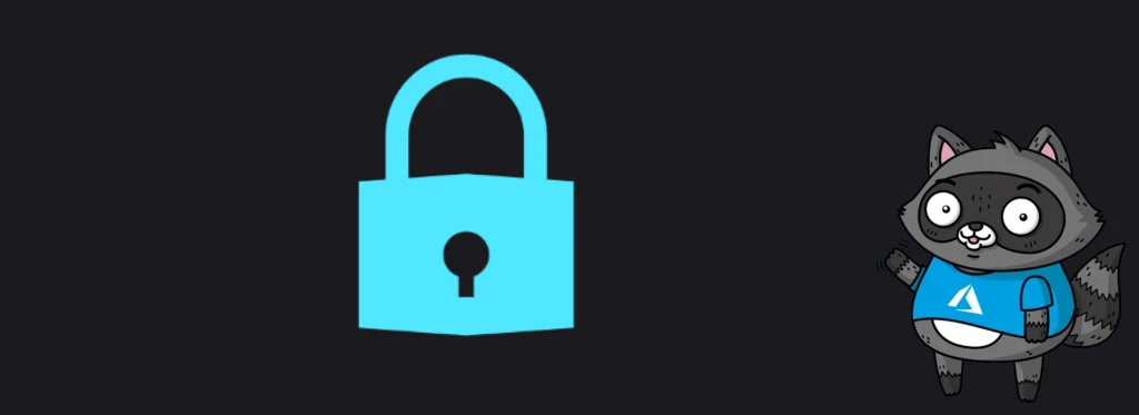 A header showing a lock next to an illustration of Bit the Raccoon