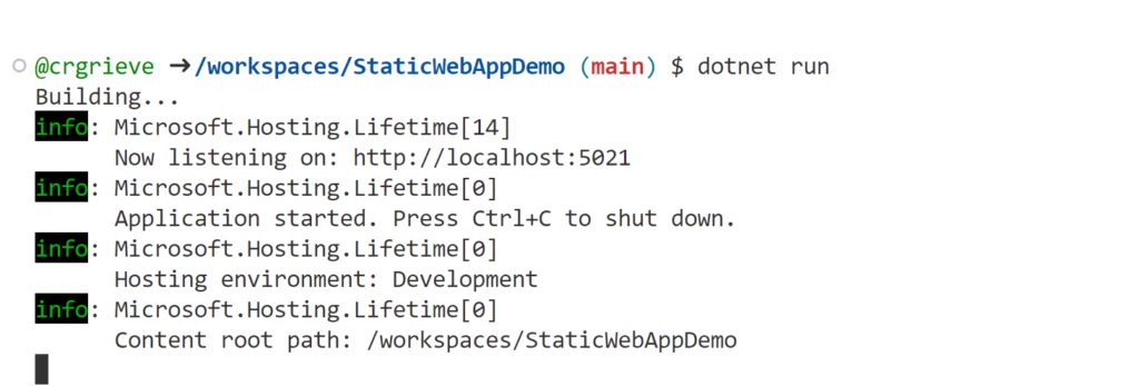 An image showing the demo repo being built.