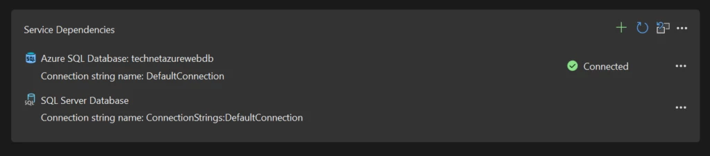 The Service Dependencies dialog, showing the previous changes have been made.