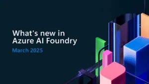 Multicolor blocks in background with Azure AI Foundry text in white