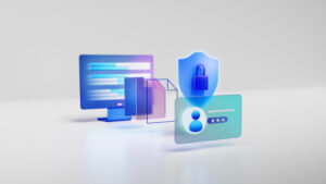 Computer icons with a lock and a computer