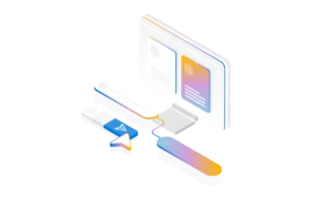 A computer screen with a mouse and a mouse pad