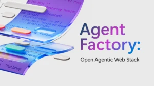 Text reads "Agent Factory: Open Agentic Web Stack."
