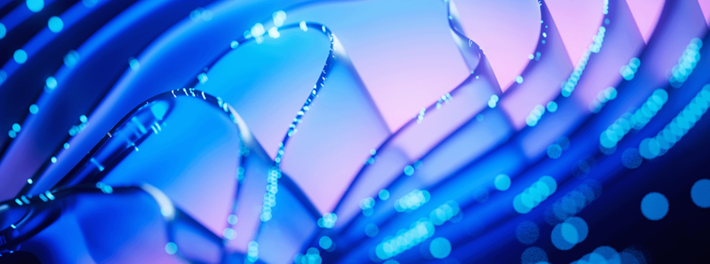 Abstract image of 3D blue wavy shapes