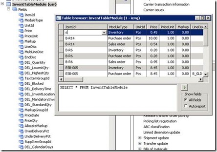 InventTableModule table InventTableModule table