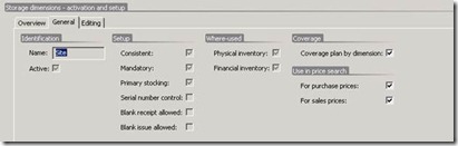inventory dimension setup