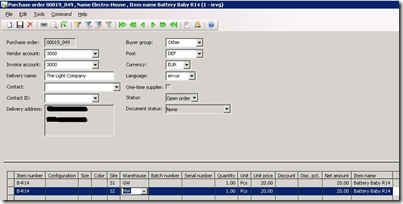 The new purchase order lines The new purchase order lines