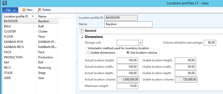 The location profile can be set up to define if volumetric should be used.