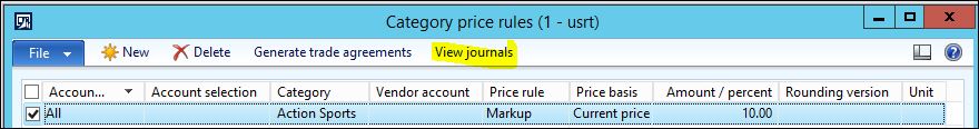 Category price rules. View journals.