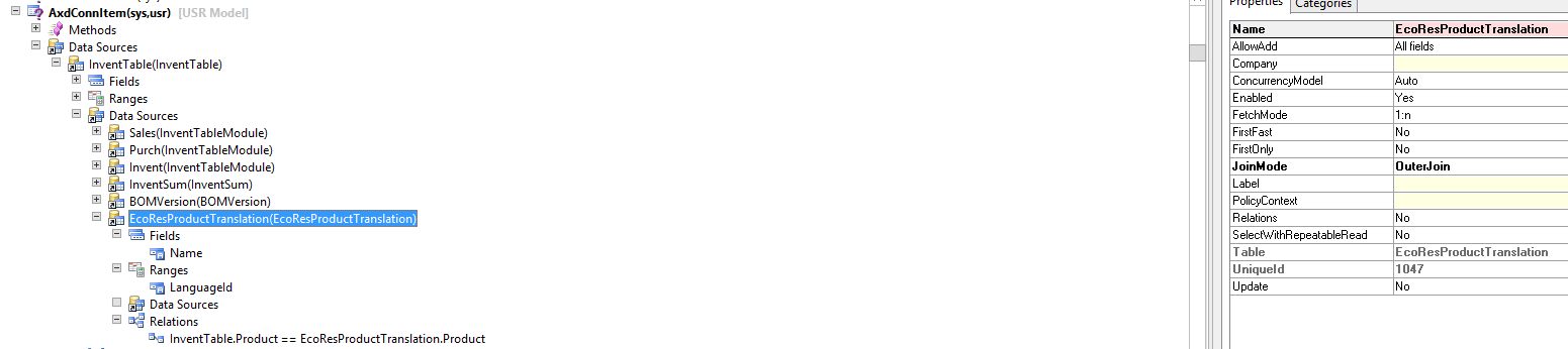 Data source properties.