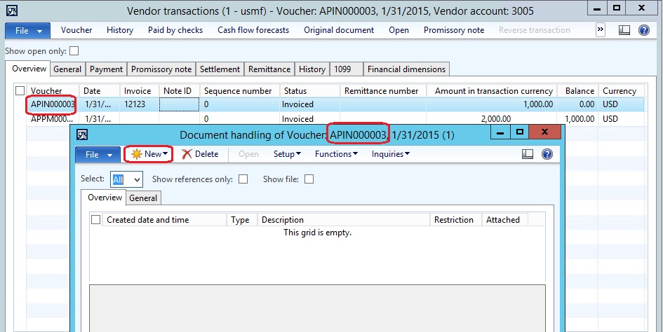 Document handling of Voucher.