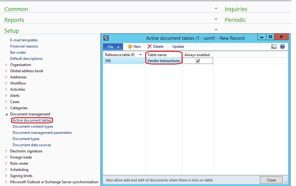 Active document tables.