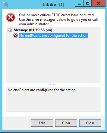 Info log error message.
