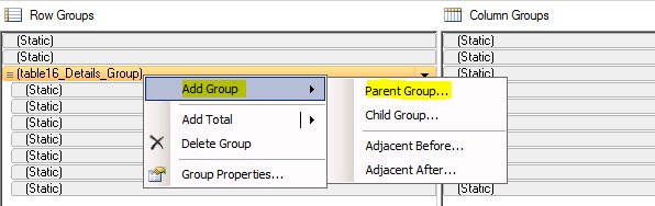 Add group. Parent group.