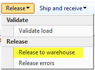 Clicking release, then clicking release to warehouse button.