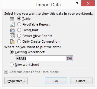 Import data to Excel.