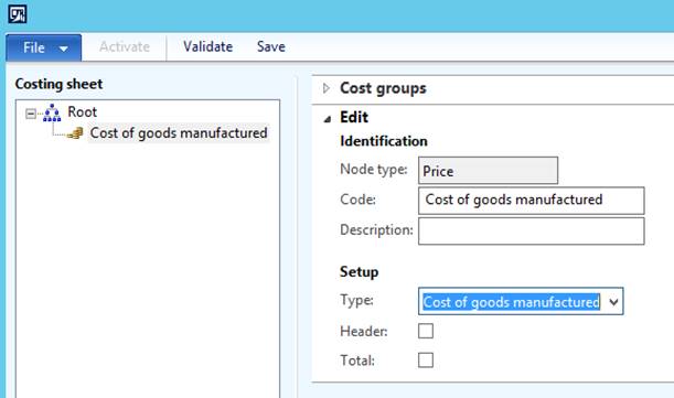 Total and header settings.