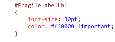 CSS to target the new label named fragile label.