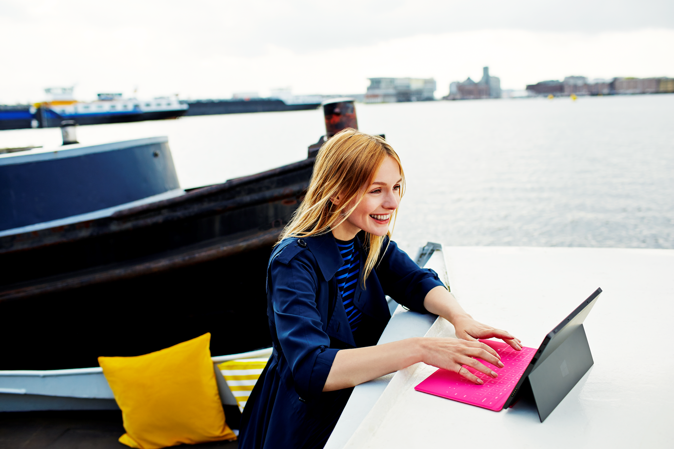a woman sitting at a desk