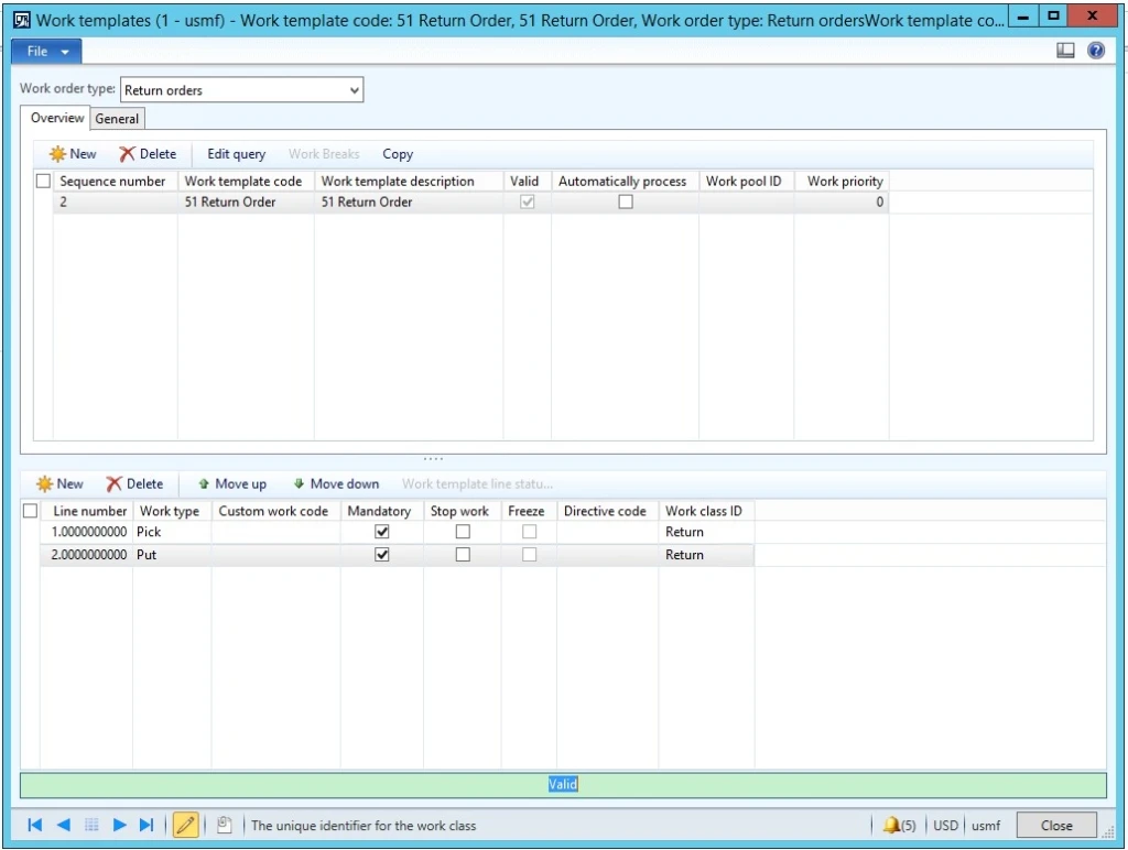 return order work template details