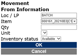 Batch controlled items.