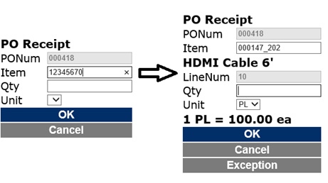 Purchase order receipts.