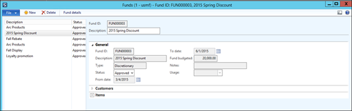 Trade allowance management periodic funds.