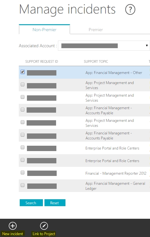 Manage incidents create a support ticket.