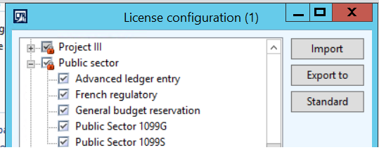 License configuration.