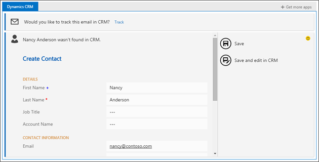Create CRM contact.