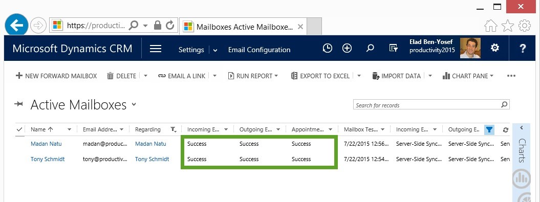 Success displayed after a successful test.