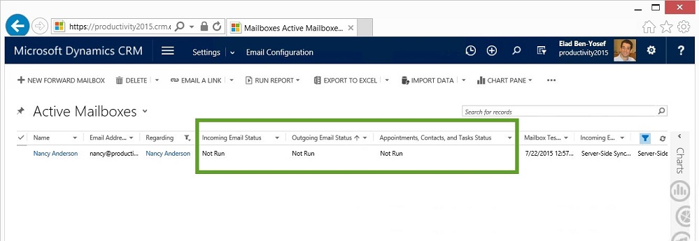 Email configuration.