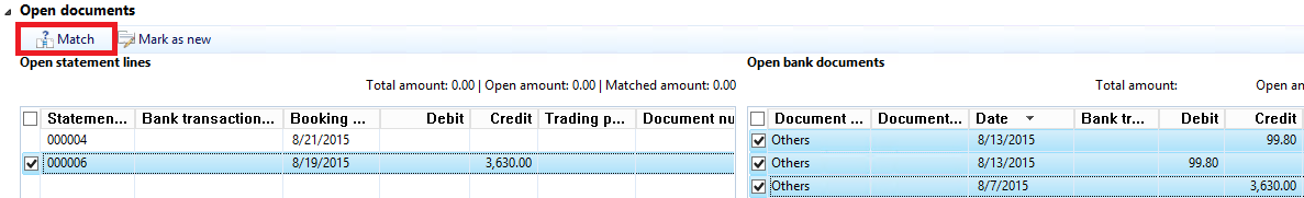 Marking the documents when reconciling any statement line.