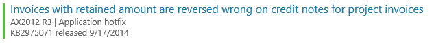 AX2012 R3 application hotfix release notification.