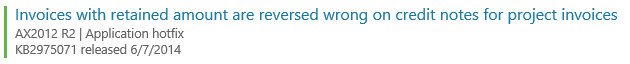 AX2012 R2 application hotfix release notification.