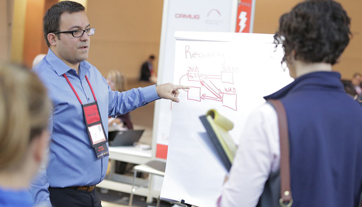 a person standing in a room