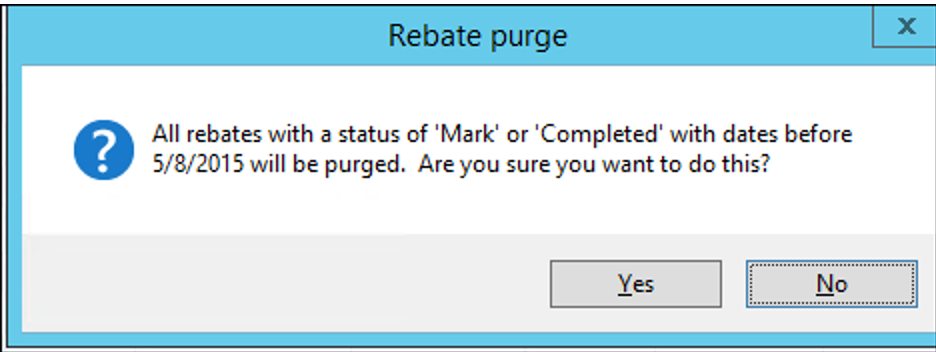 Rebate purge window.