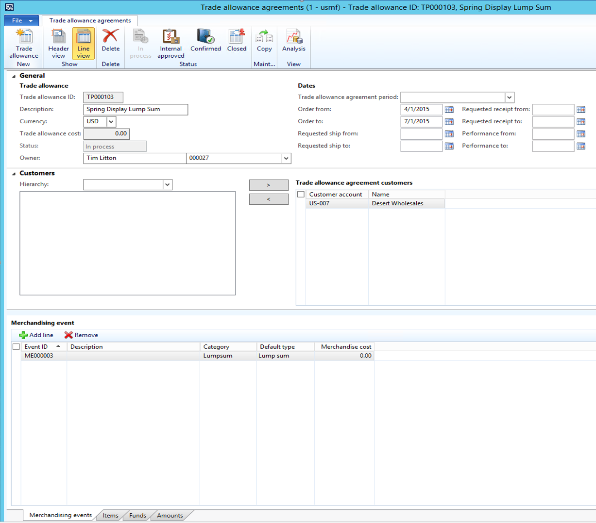 Trade allowance agreements adding the lump sum.