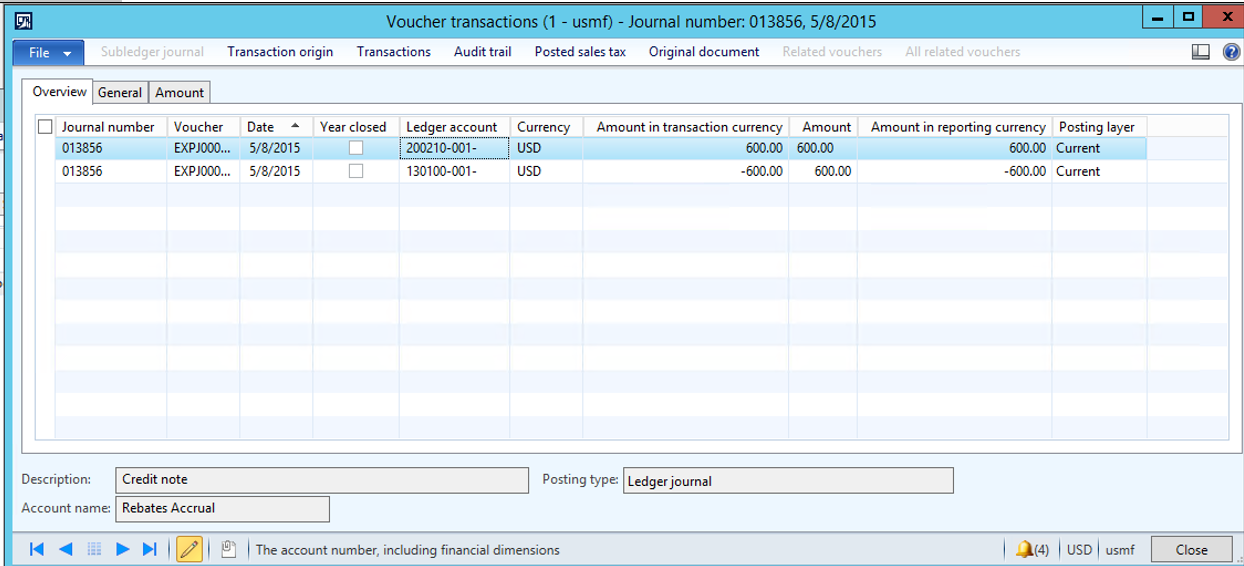 Voucher transactions.