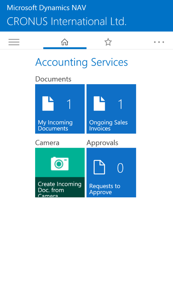 Accounting Services Role Center.