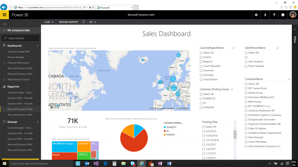 Power BI Sales dashboard.