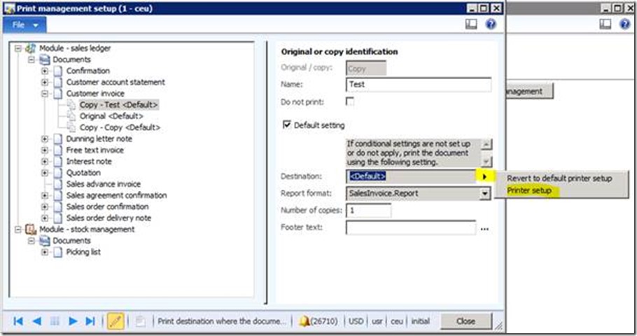 clip_image016 Selecting printer setup.