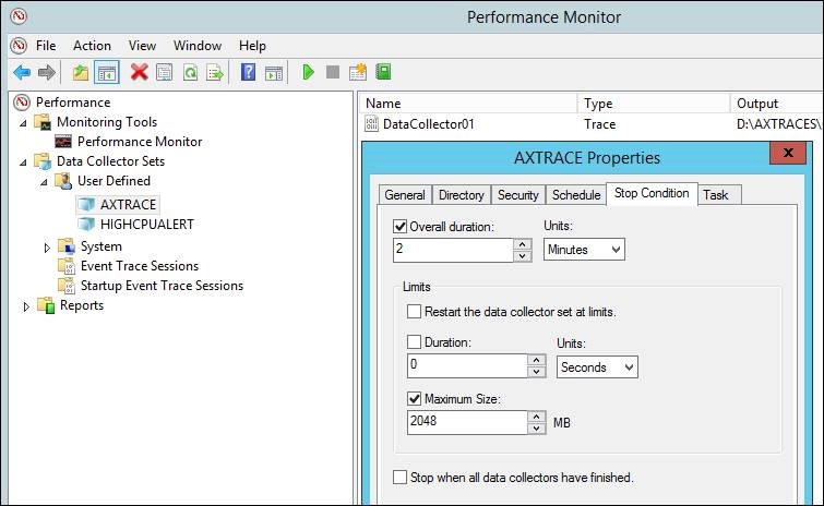 AX TRACE Properties.