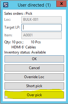 New button for over picking.