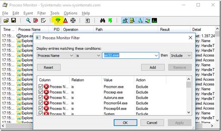 clip_image004 Process monitor filter.