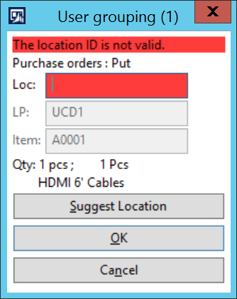 Scanning of location check digits is not accepted unless unique check digits is configured.